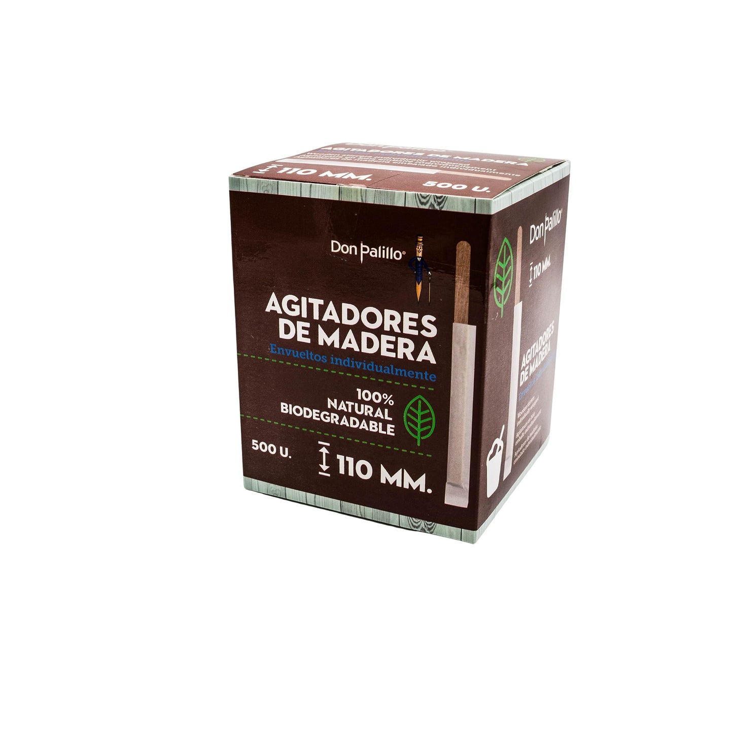 1000 agitadores de madera desechables de 11 cm – envueltos individualmente