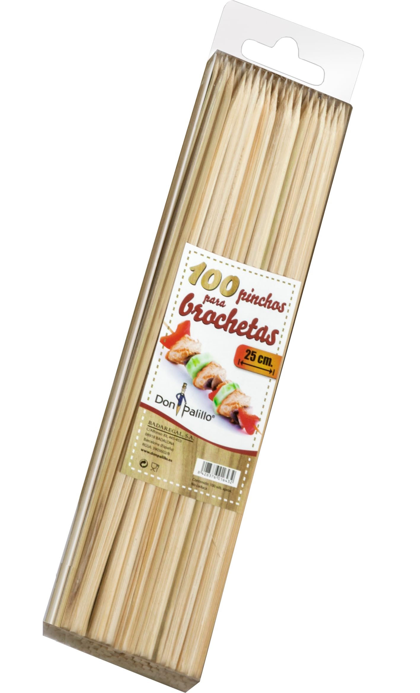 DON PALILLO – 100 Brochetas de bambú 25 cm x 3 mm – manualidades y barbacoas