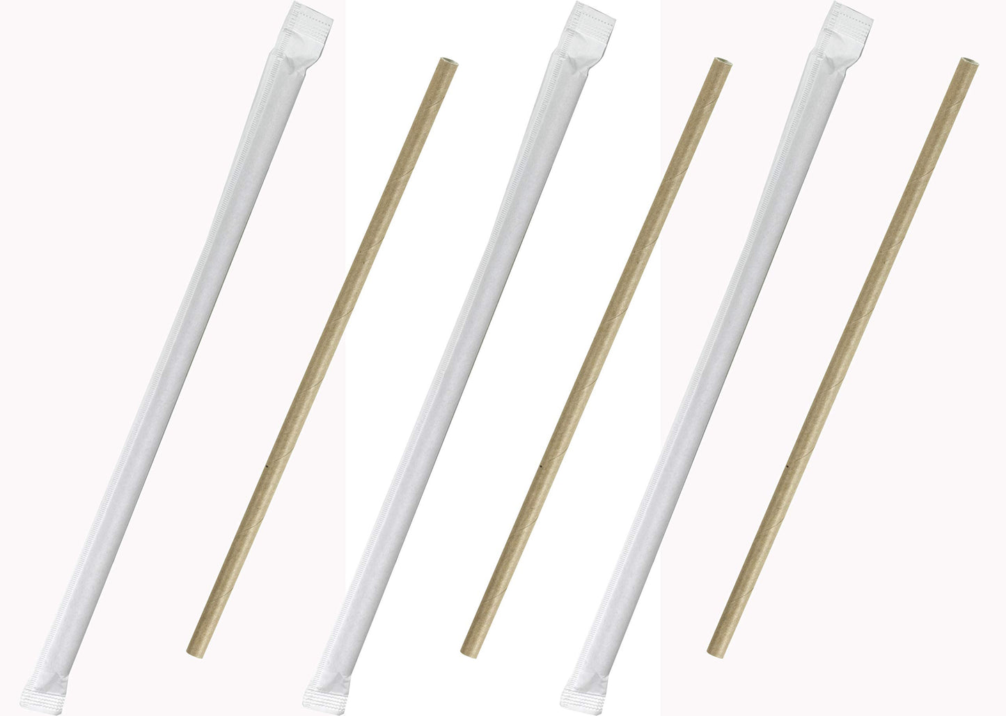 1000 pajitas de papel kraft individuales 200 x 6 mm – biodegradables