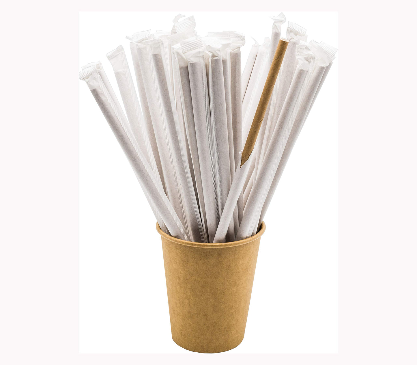 1000 pajitas de papel kraft individuales 200 x 6 mm – biodegradables