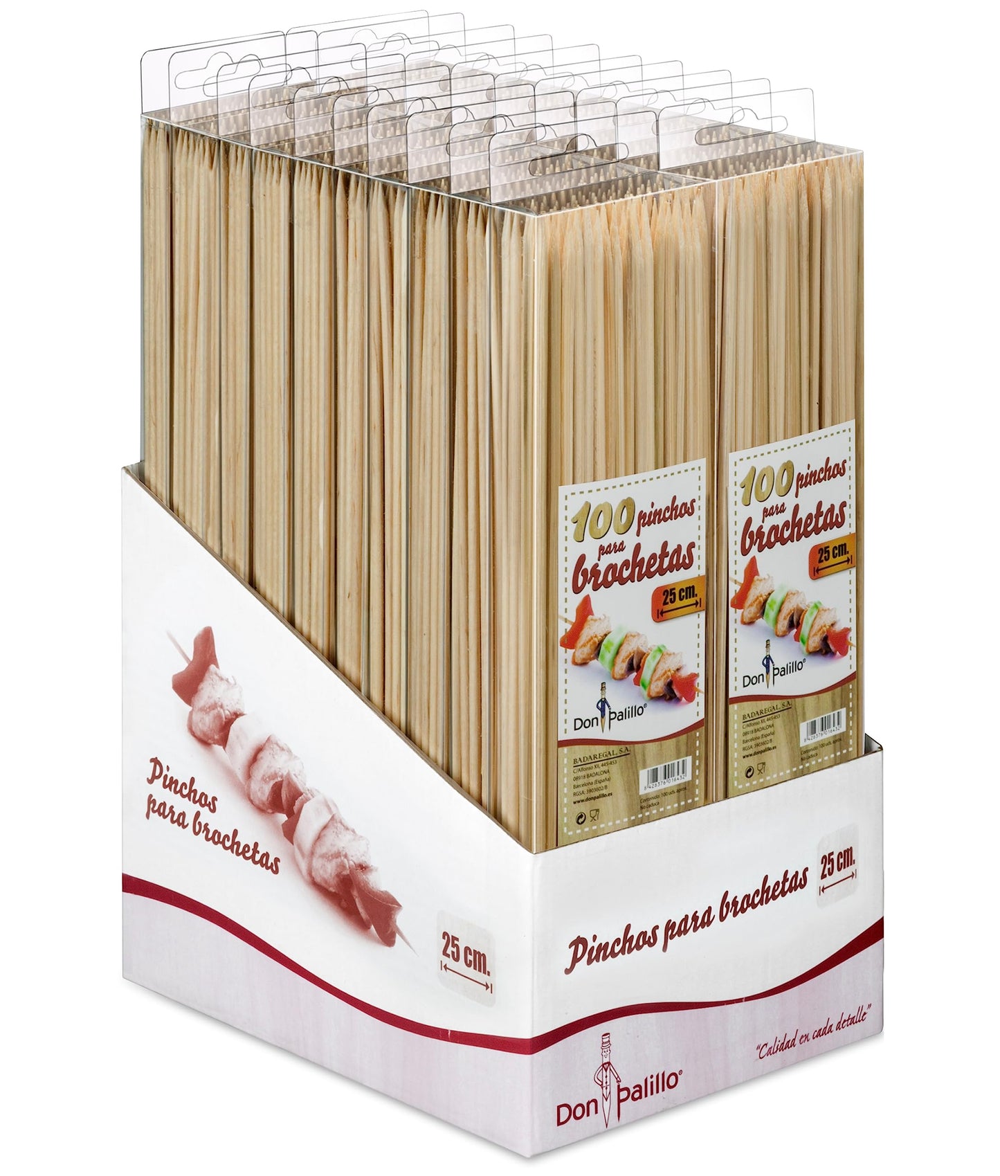 DON PALILLO – 100 Brochetas de bambú 25 cm x 3 mm – manualidades y barbacoas