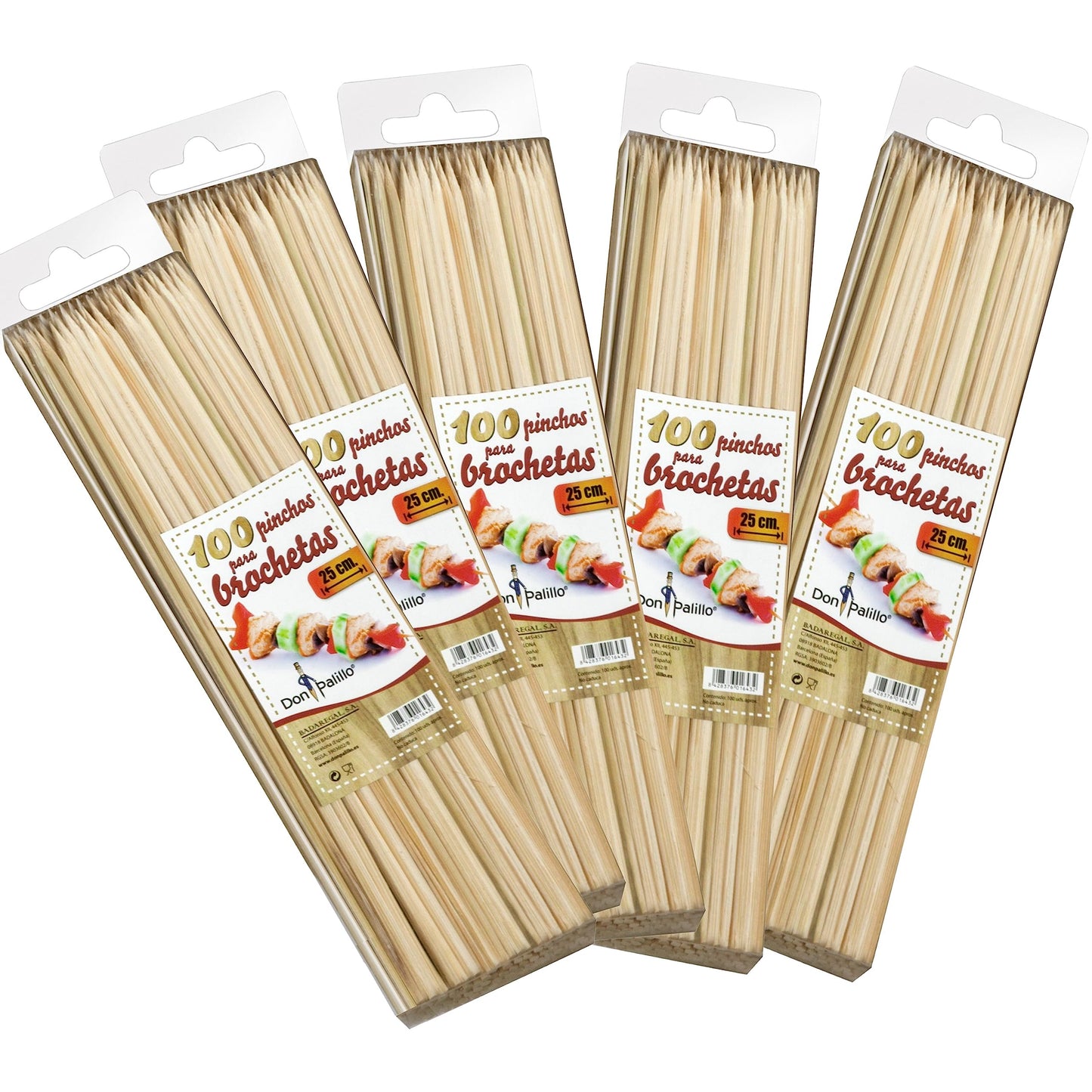 DON PALILLO – 100 Brochetas de bambú 25 cm x 3 mm – manualidades y barbacoas