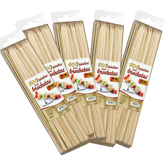 DON PALILLO – 100 Brochetas de bambú 25 cm x 3 mm – manualidades y barbacoas